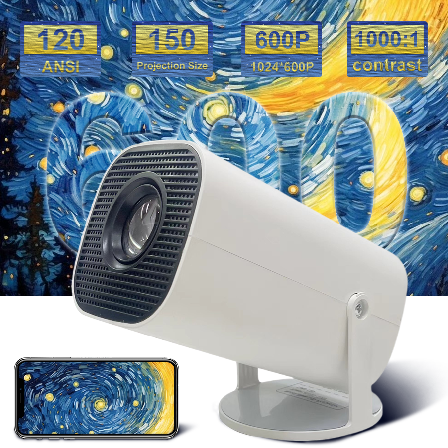 E100 Projector Feature 120 ANSI and 150 Projection sizw with 1024*600p Resolution