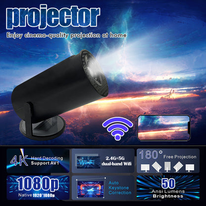HY300 Mini Projector in Black with Wifi