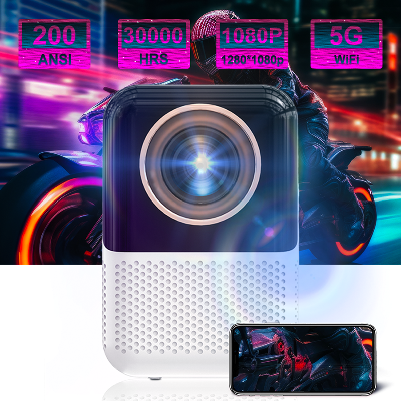 X10- Mini Projector Supporting 200Ansi Lumens with 1080p HD Resolution with 5G wifi